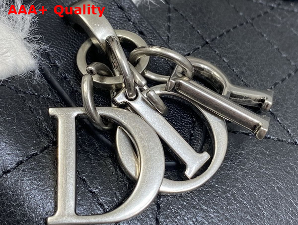 DiorAlps Small Dior Toujours Bag in Black Macrocannage Crinkled Calfskin and Merino Wool Replica