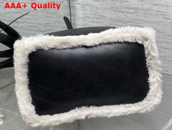 DiorAlps Small Dior Toujours Bag in Black Macrocannage Crinkled Calfskin and Merino Wool Replica