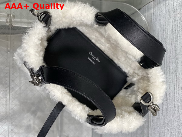 DiorAlps Small Dior Toujours Bag in Black Macrocannage Crinkled Calfskin and Merino Wool Replica