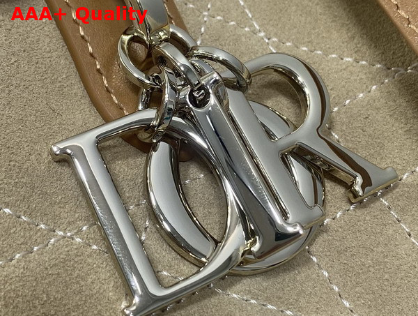 DiorAlps Small Dior Toujours Vertical Tote Bag in Bige Macrocannage Suede Calfskin and Ecru Merino Wool Replica