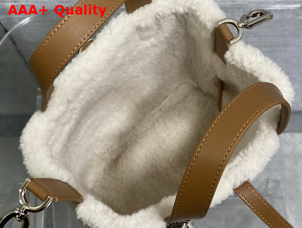 DiorAlps Small Dior Toujours Vertical Tote Bag in Bige Macrocannage Suede Calfskin and Ecru Merino Wool Replica