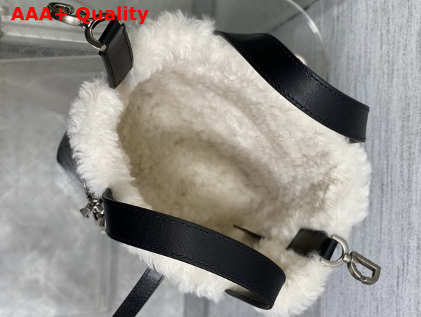 DiorAlps Small Dior Toujours Vertical Tote Bag in Black Macrocannage Lambskin with Aged Effect and Ecru Merino Wool Replica