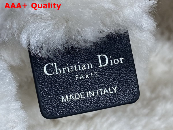 DiorAlps Small Dior Toujours Vertical Tote Bag in Black Macrocannage Lambskin with Aged Effect and Ecru Merino Wool Replica