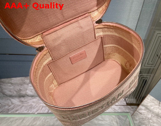 DiorTravel Vanity Case Pink Toile de Jouy Embroidery Replica