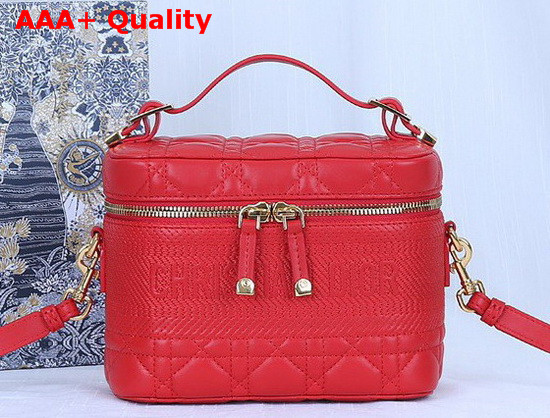 DiorTravel Vanity Case in Bright Red Cannage Lambskin Replica