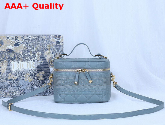 DiorTravel Vanity Case in Cloud Blue Cannage Lambskin Replica