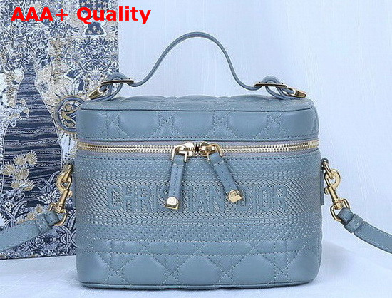 DiorTravel Vanity Case in Cloud Blue Cannage Lambskin Replica