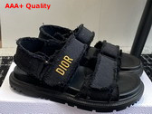 Dioract Sandal Black Fringed Cotton Canvas Replica