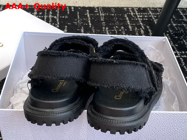 Dioract Sandal Black Fringed Cotton Canvas Replica