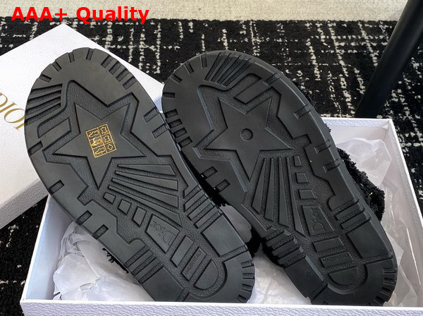Dioract Sandal Black Fringed Cotton Canvas Replica