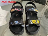 Dioract Sandal Black Multicolor Technical Fabric Embroidered with Dior Petites Fleurs Motif Replica