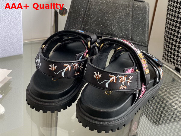 Dioract Sandal Black Multicolor Technical Fabric Embroidered with Dior Petites Fleurs Motif Replica