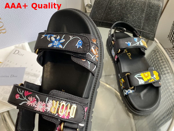 Dioract Sandal Black Multicolor Technical Fabric Embroidered with Dior Petites Fleurs Motif Replica