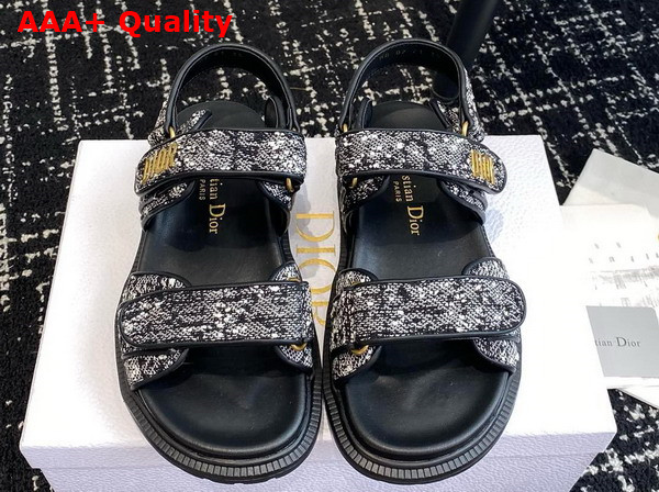 Dioract Sandal Black and White Houndstooth Tweed Replica