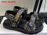Dioract Sandal Black and White Houndstooth Tweed Replica