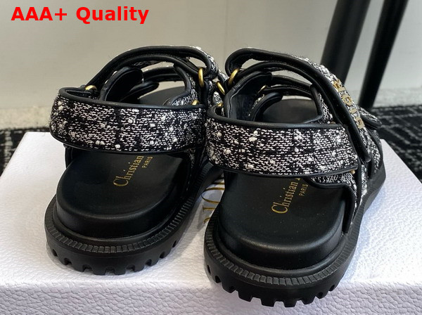 Dioract Sandal Black and White Houndstooth Tweed Replica