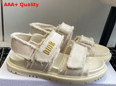 Dioract Sandal Ecru Fringed Cotton Canvas Replica