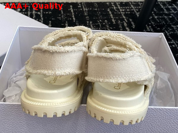 Dioract Sandal Ecru Fringed Cotton Canvas Replica