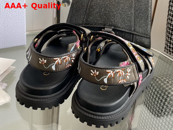Dioract Sandal Khaki Multicolor Technical Fabric Embroidered with Dior Petites Fleurs Motif Replica