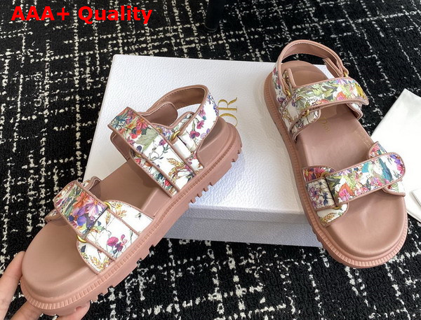Dioract Sandal Rose des Vents Technical Fabric with Printed Multicolor Floral Motif Replica