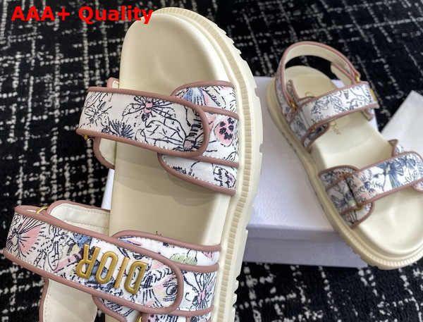 Dioract Sandal White Technical Fabric with Printed Multicolor Libellule Camouflage Motif Replica