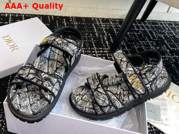 Dioract Sandal White and Black Technical Fabric with Plan de Paris Print Replica