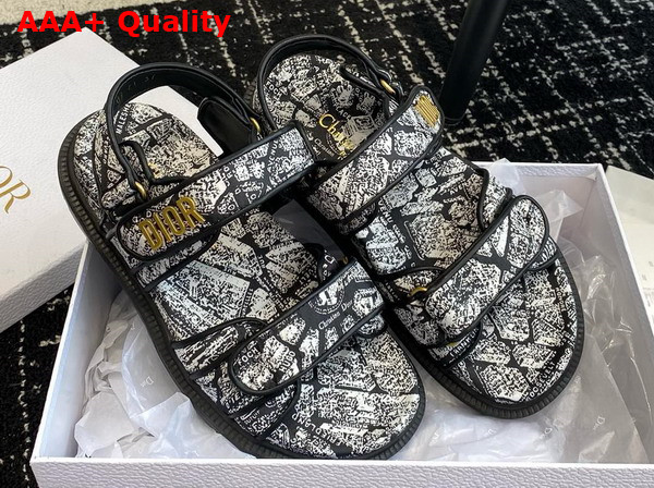 Dioract Sandal White and Black Technical Fabric with Plan de Paris Print Replica