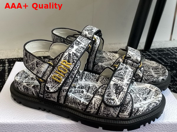 Dioract Sandal White and Navy Blue Technical Fabric with Plan de Paris Print Replica