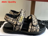 Dioract Sandal in Beige and Black Cannage Tweed Replica