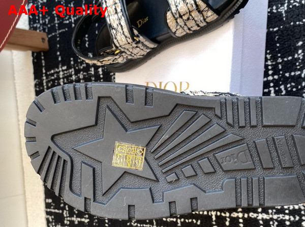 Dioract Sandal in Beige and Black Cannage Tweed Replica