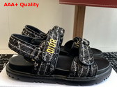 Dioract Sandal in Black and White Cannage Tweed Replica
