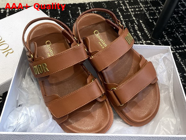 Dioract Sandal in Brown Lambskin Replica