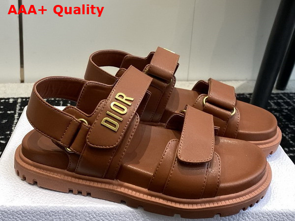 Dioract Sandal in Brown Lambskin Replica