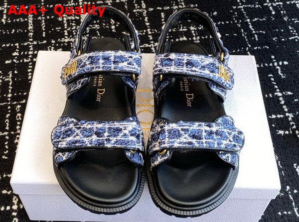 Dioract Sandal in Denim Blue Cannage Tweed Replica