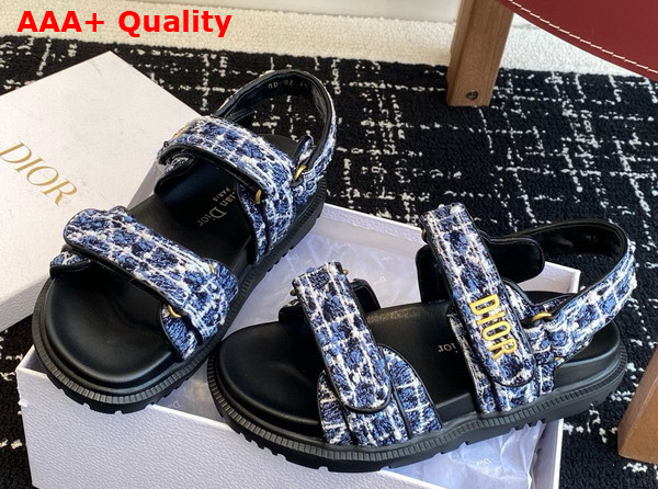 Dioract Sandal in Denim Blue Cannage Tweed Replica