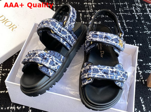 Dioract Sandal in Denim Blue Cannage Tweed Replica