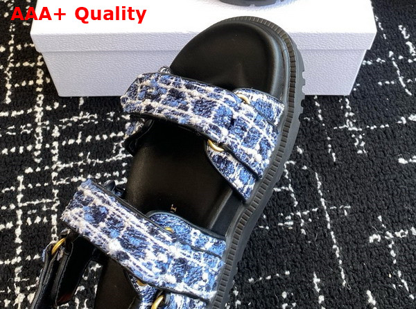 Dioract Sandal in Denim Blue Cannage Tweed Replica
