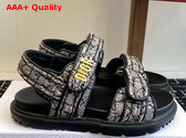 Dioract Sandal in White and Black Cannage Tweed Replica