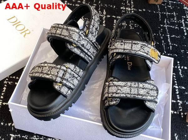 Dioract Sandal in White and Black Cannage Tweed Replica