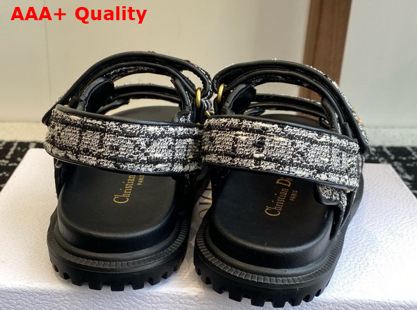 Dioract Sandal in White and Black Cannage Tweed Replica