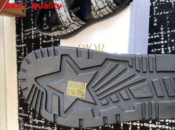Dioract Sandal in White and Black Cannage Tweed Replica