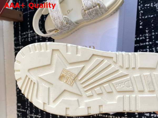 Dioract Sandal in White and Gold Tone Cannage Tweed Replica