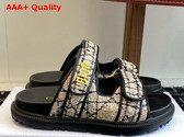 Dioract Slide Beige and Black Cannage Tweed Replica