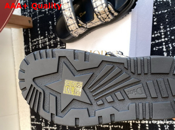 Dioract Slide Beige and Black Cannage Tweed Replica