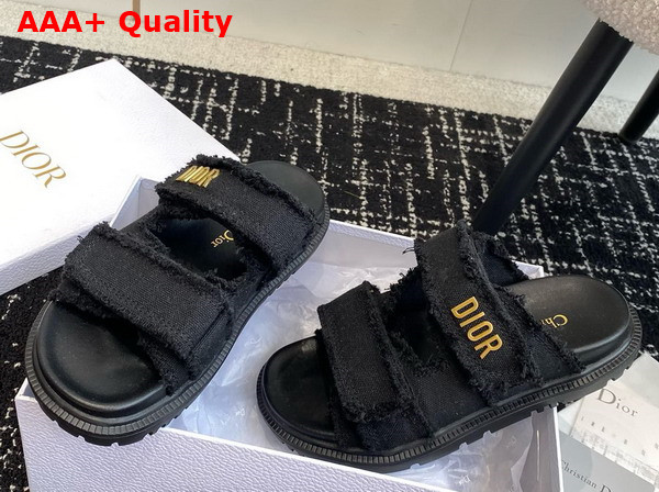 Dioract Slide Black Fringed Cotton Canvas Replica