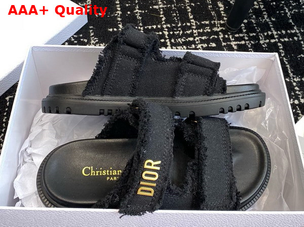 Dioract Slide Black Fringed Cotton Canvas Replica