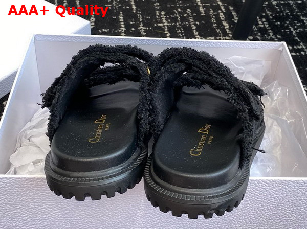 Dioract Slide Black Fringed Cotton Canvas Replica
