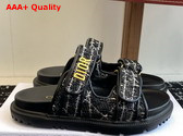 Dioract Slide Black and White Cannage Tweed Replica