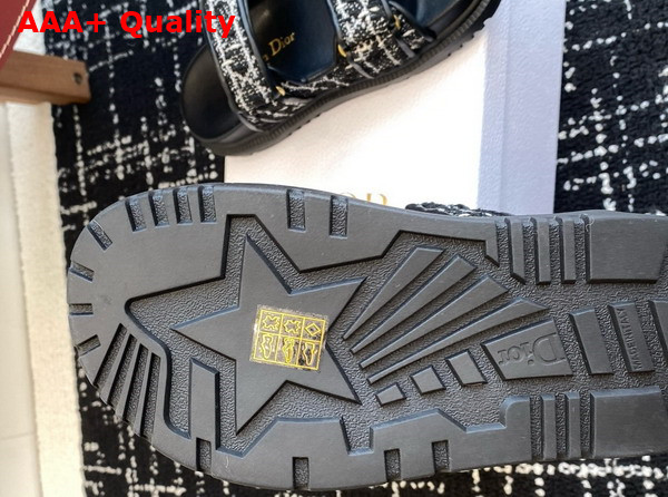 Dioract Slide Black and White Cannage Tweed Replica