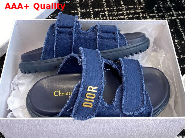 Dioract Slide Blue Fringed Cotton Canvas Replica